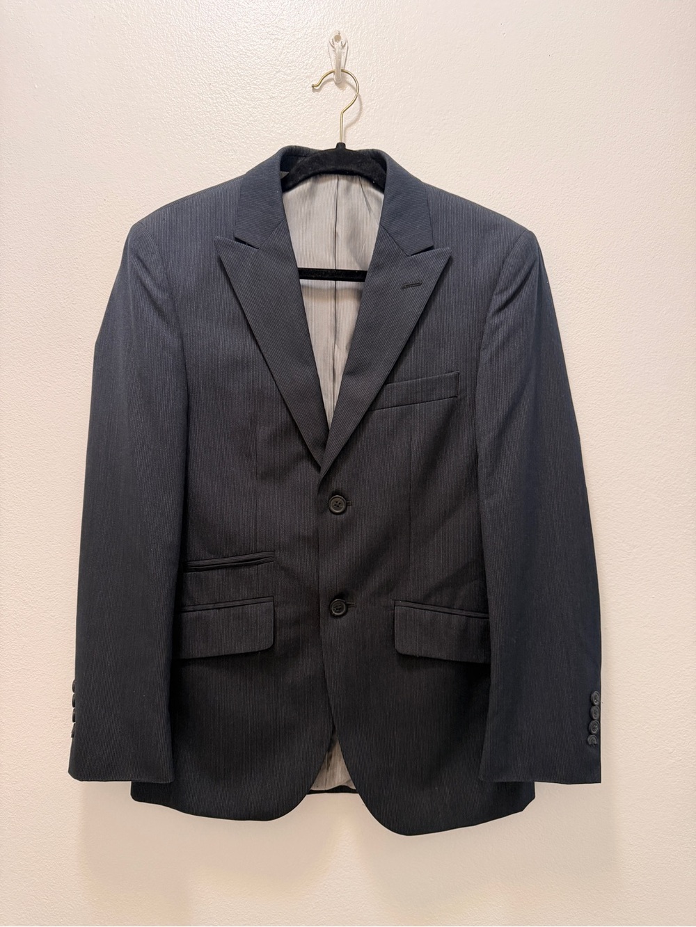 J. Ferrar Modern Fit Charcoal Pinstripe Blazer Suit Jacket
